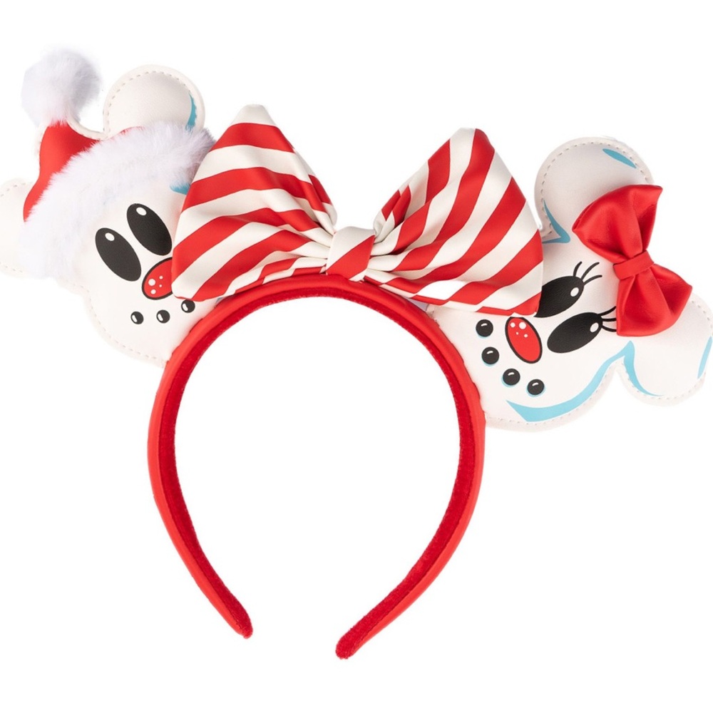 Snowman Ears Headband with Striped Bow